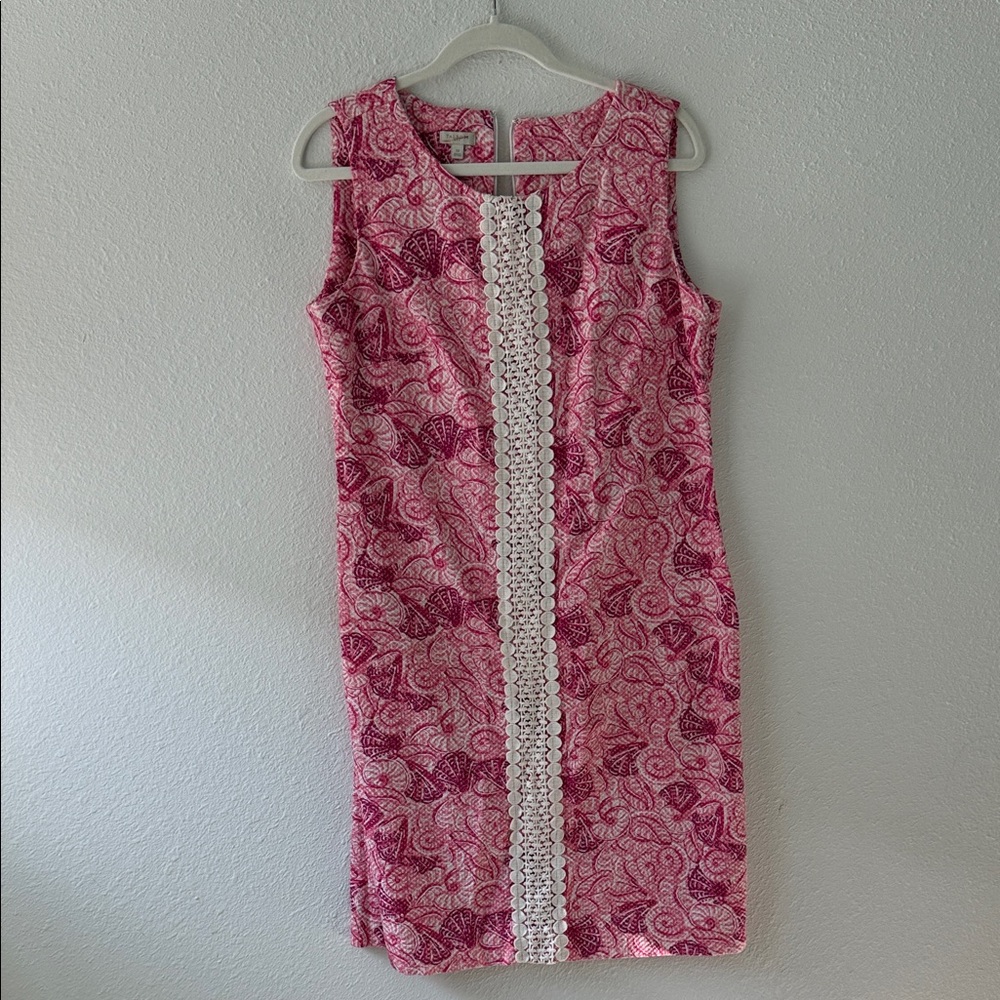 Talbots Pink Sleeveless Lace-Trim Dress